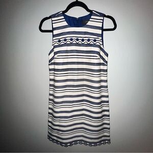 J Crew Cotton Blend Striped Scalloped Dress - Sz 2